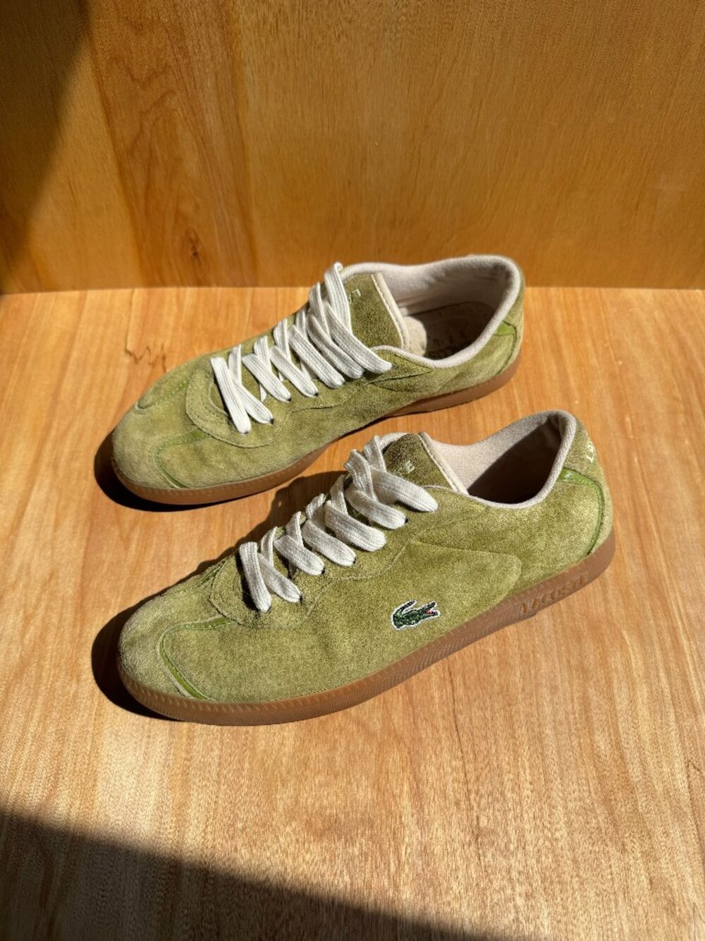 Lacoste Baseshot Sneakers Green Suede Leather Women's 6/6.5